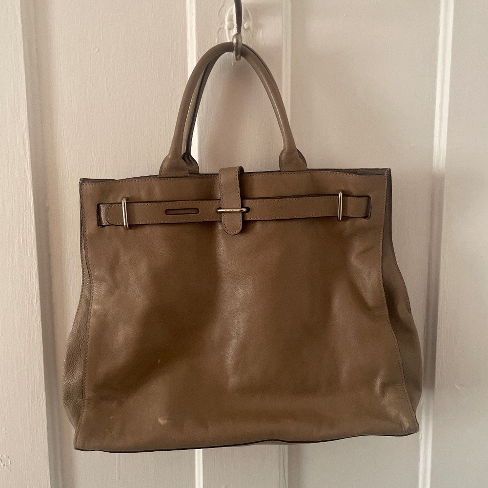 Furla Greta Taupe Leather Tote Bag